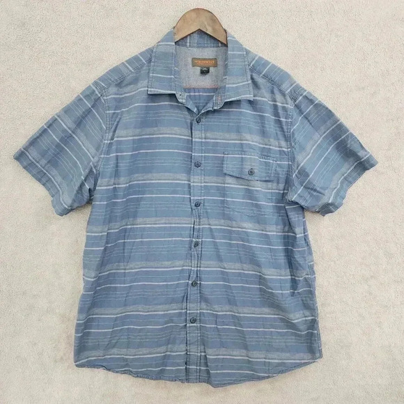 Northwest Territory Men's XL Short Sleeve Striped Button-Up Shirt 15PT - Picture 1 of 6